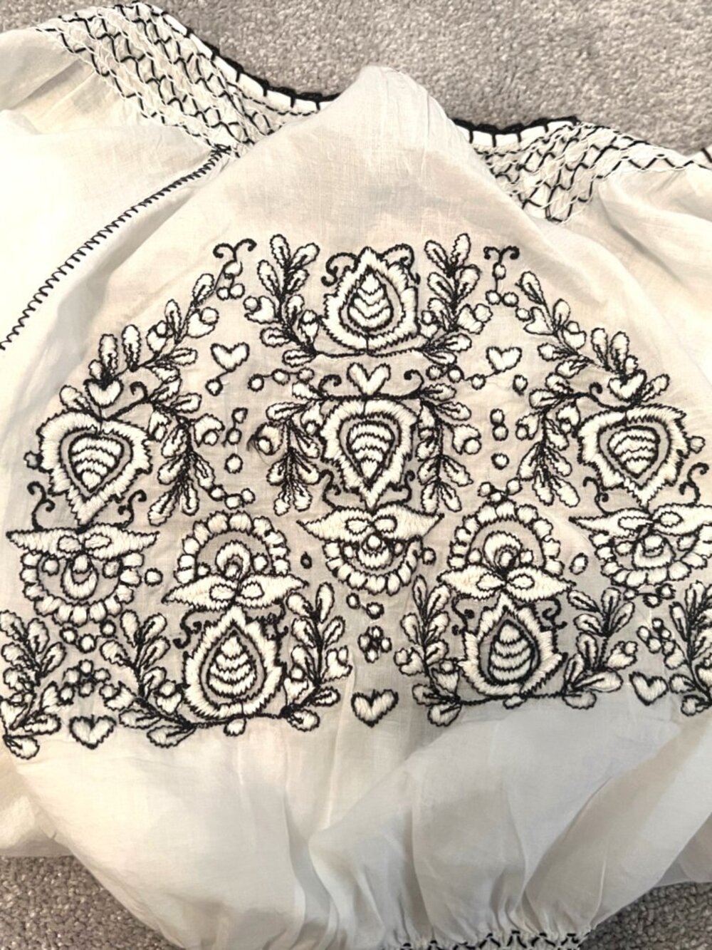 Ralph Lauren White Short Sleeve 100% Cotton Embroidered Top Women's XL Blk LBL - Picture 5 of 9